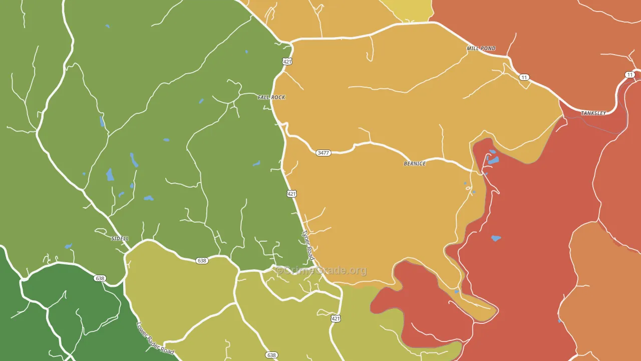 Fall Rock, KY Map of Vandalism Rates