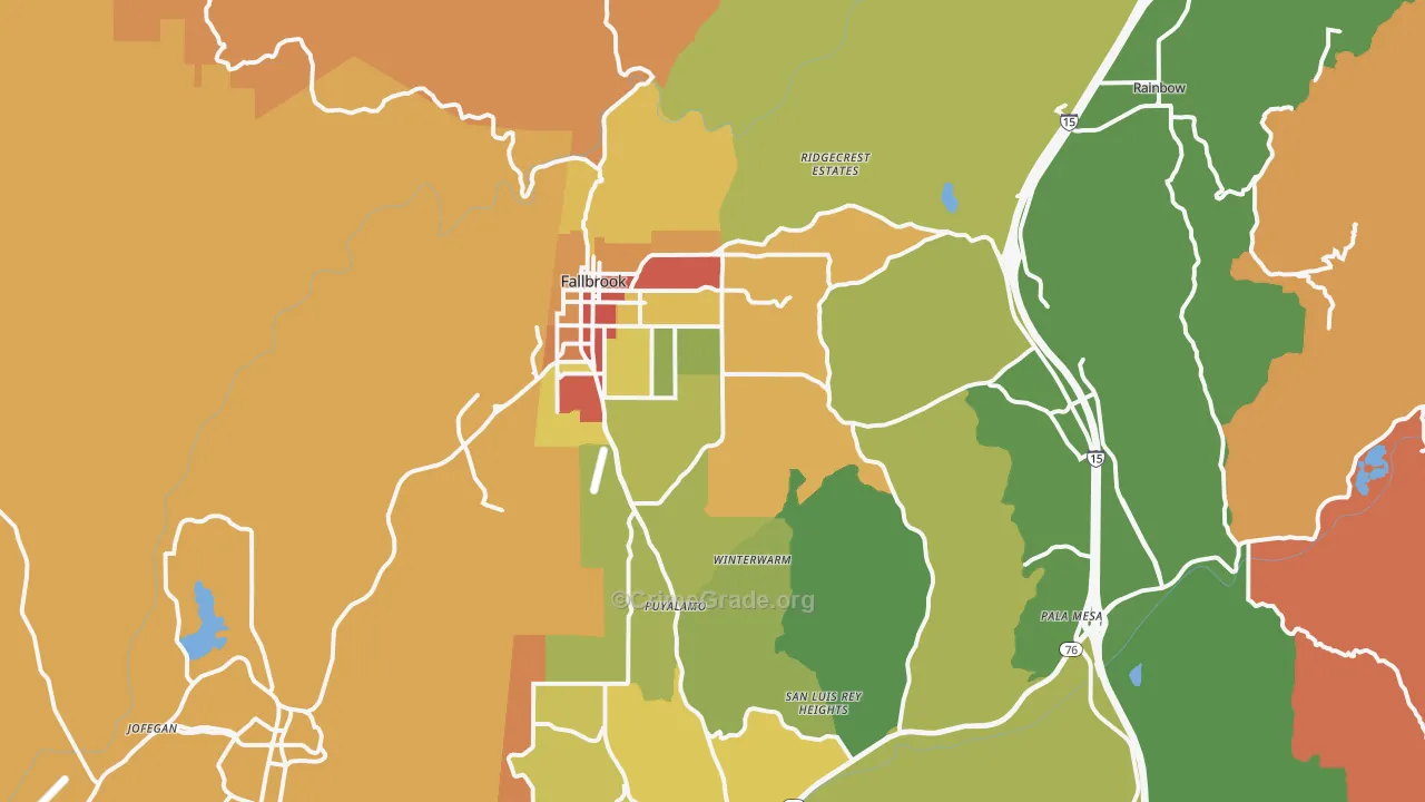 Fallbrook, CA Map of Vandalism Rates