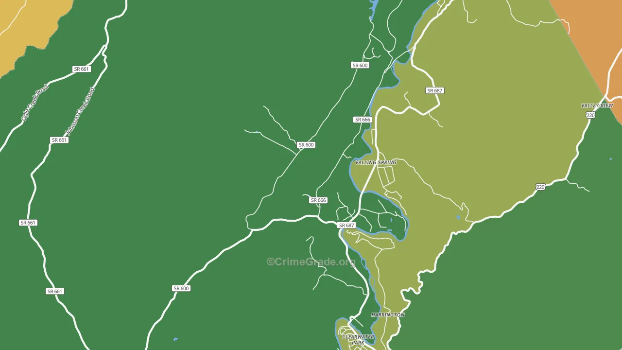 Falling Spring, VA Map of Vandalism Rates