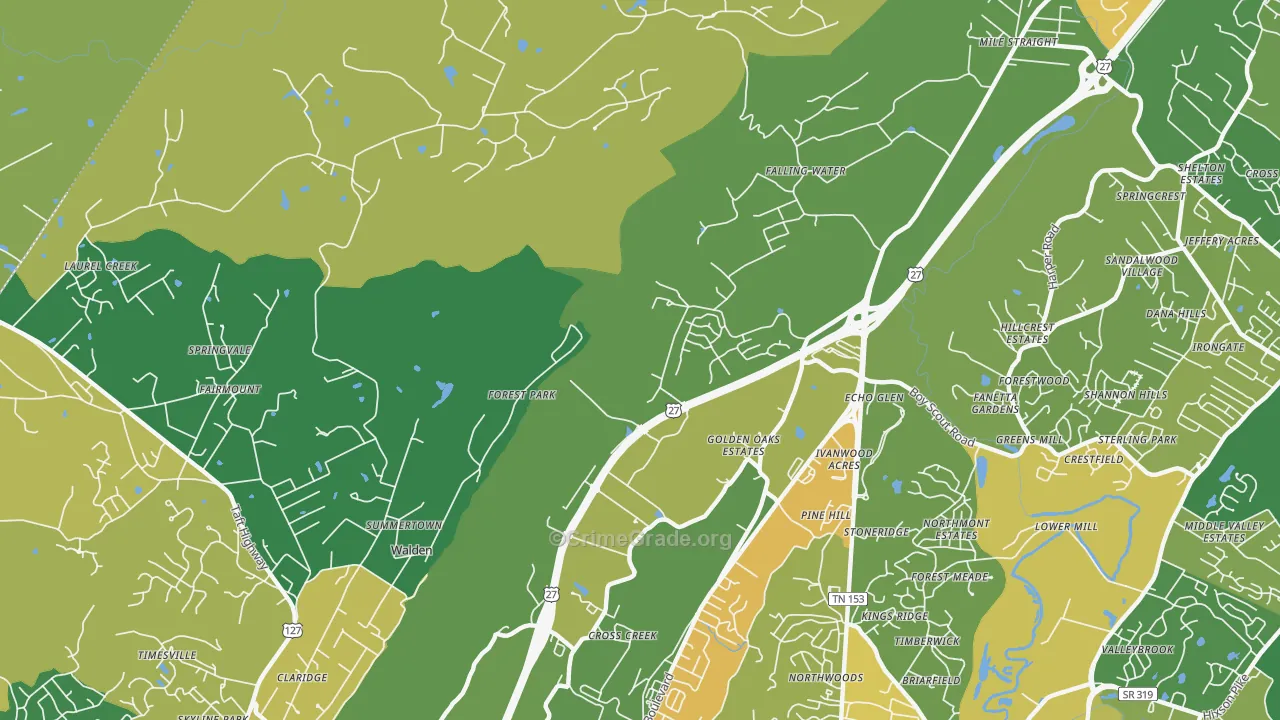 Falling Water, TN Map of Vandalism Rates