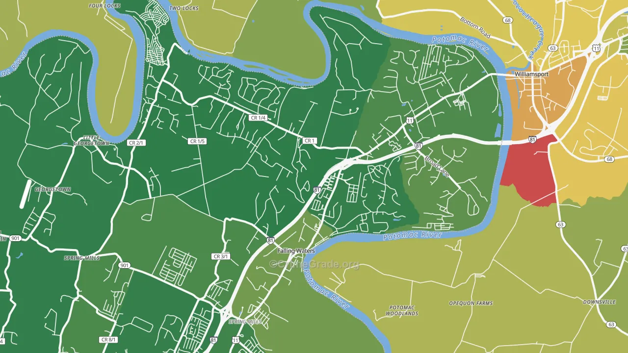 Falling Waters, WV Map of Vandalism Rates