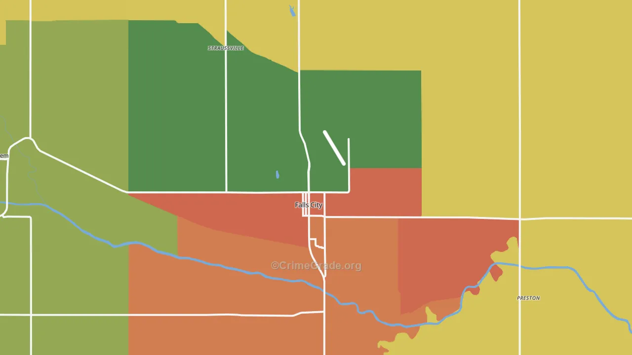 Falls City, NE Map of Vandalism Rates