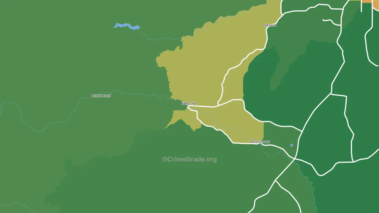 Falls City, OR Map of Vandalism Rates