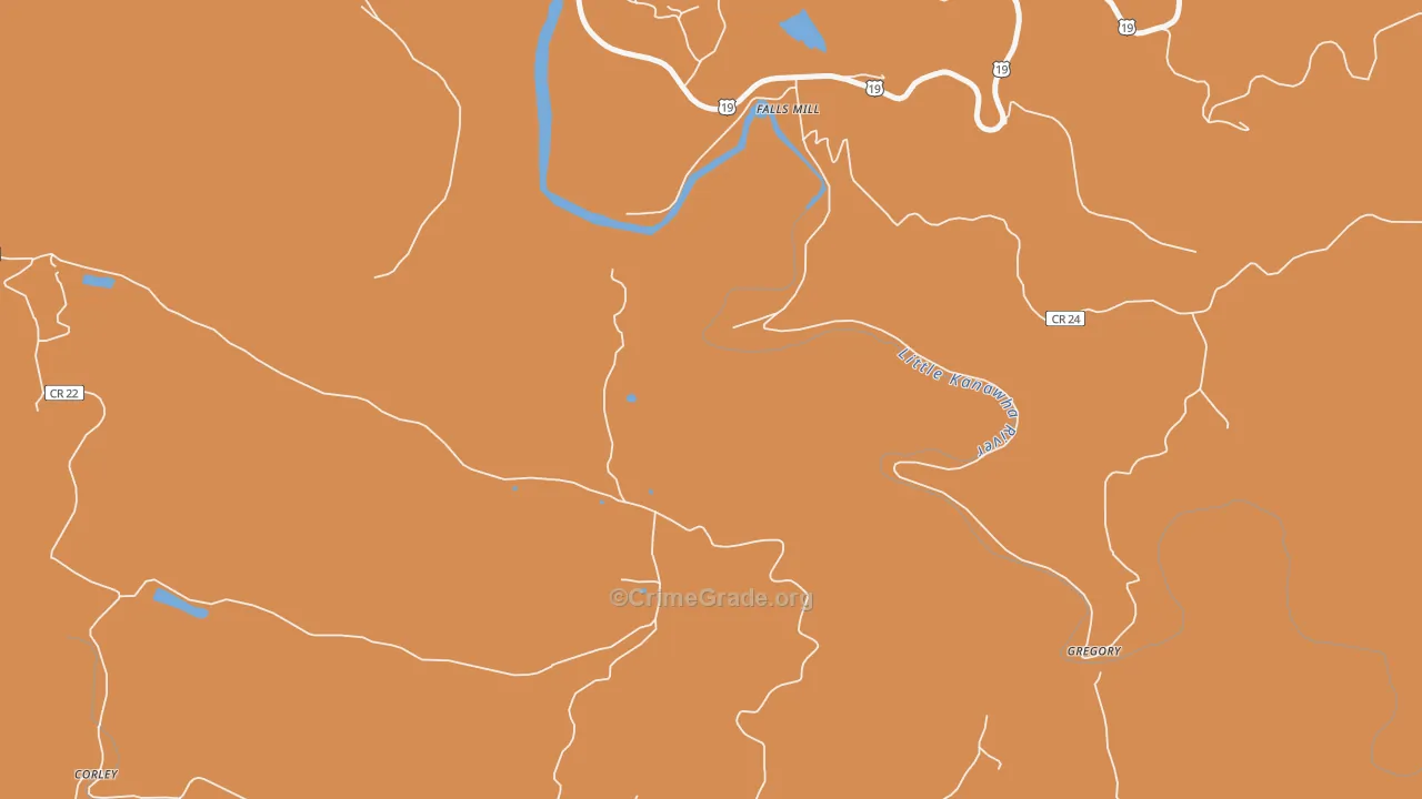 Falls Mill, WV Map of Vandalism Rates