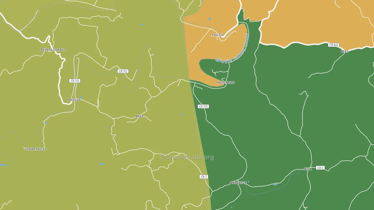Falls Mills, WV Map of Vandalism Rates