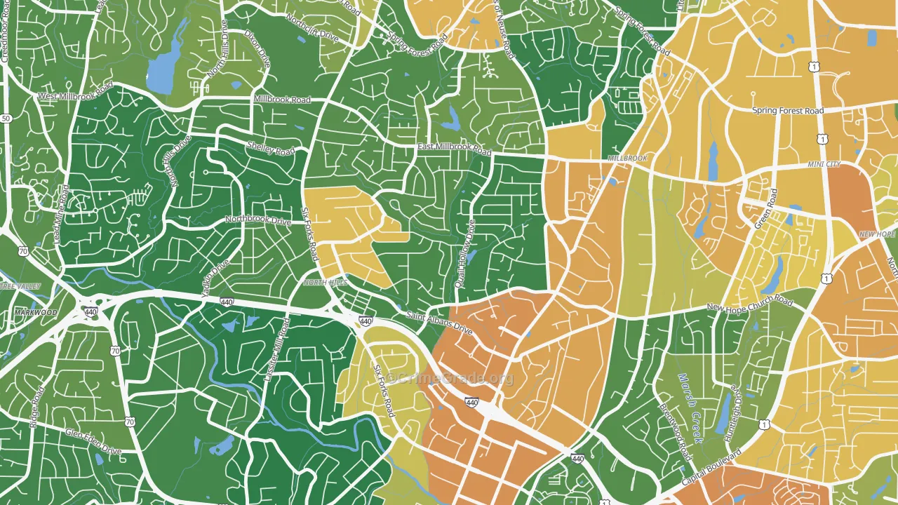 Falls of Neuse, Raleigh, NC Map of Vandalism Rates