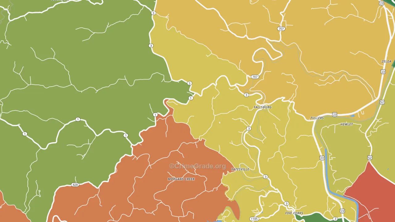 Fallsburg, KY Map of Vandalism Rates
