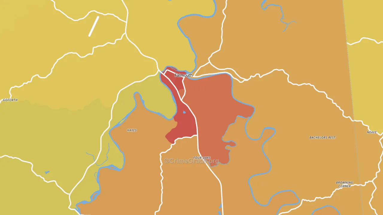 Falmouth, KY Map of Vandalism Rates
