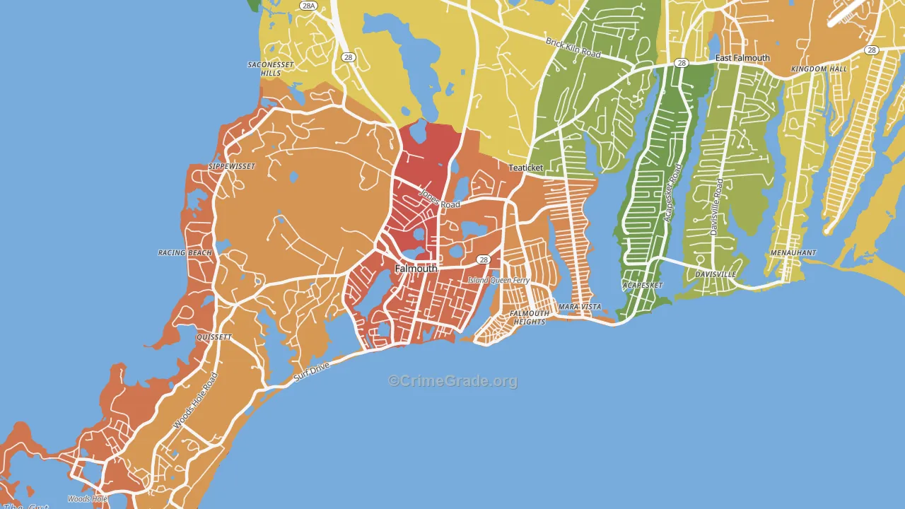 Falmouth, MA Map of Vandalism Rates