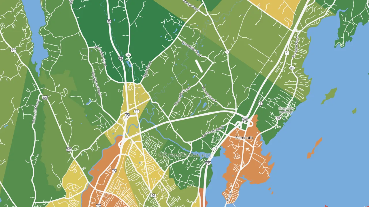 Falmouth, ME Map of Vandalism Rates