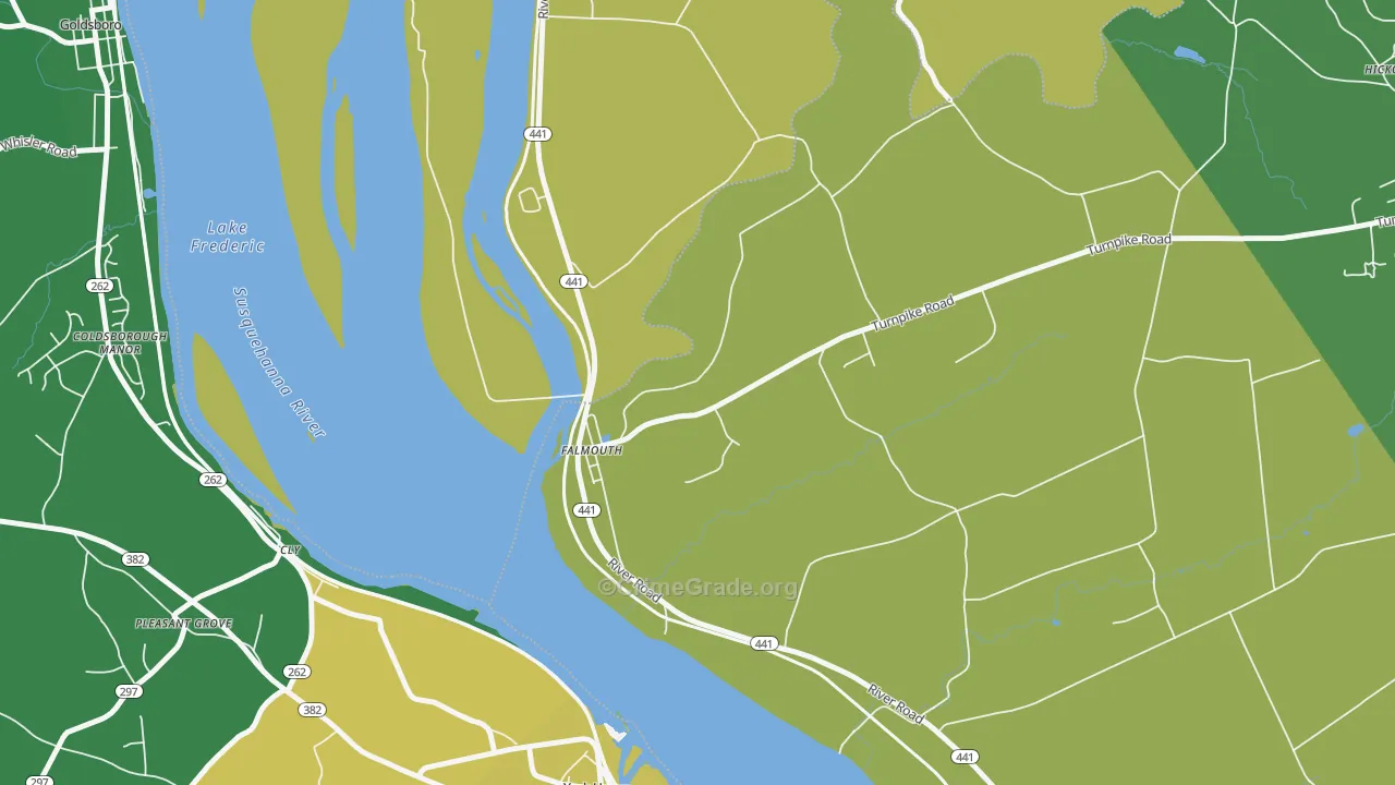 Falmouth, PA Map of Vandalism Rates