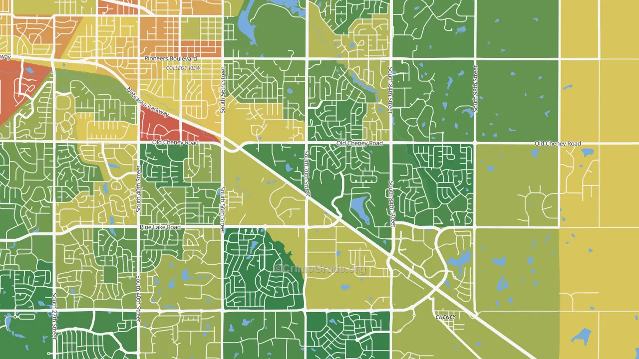 Family Acres, Lincoln, NE Map of Vandalism Rates