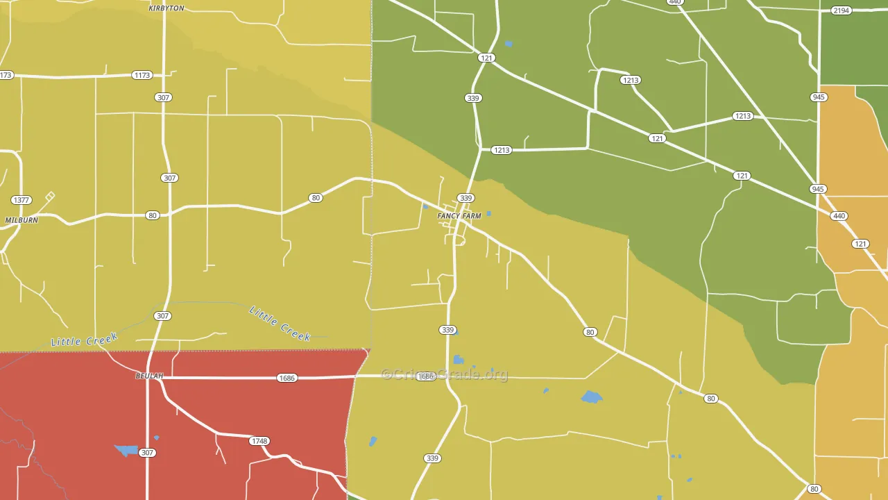 Fancy Farm, KY Map of Vandalism Rates