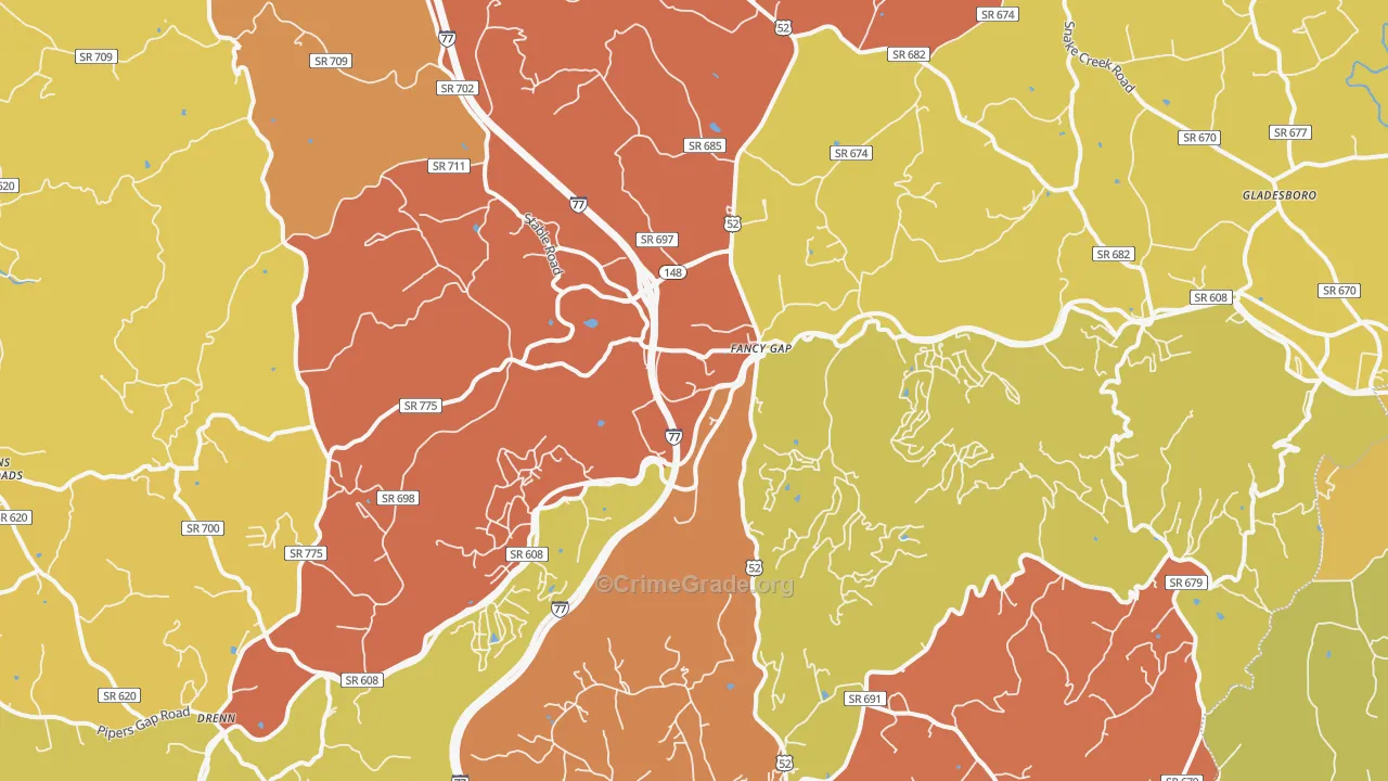Fancy Gap, VA Map of Vandalism Rates