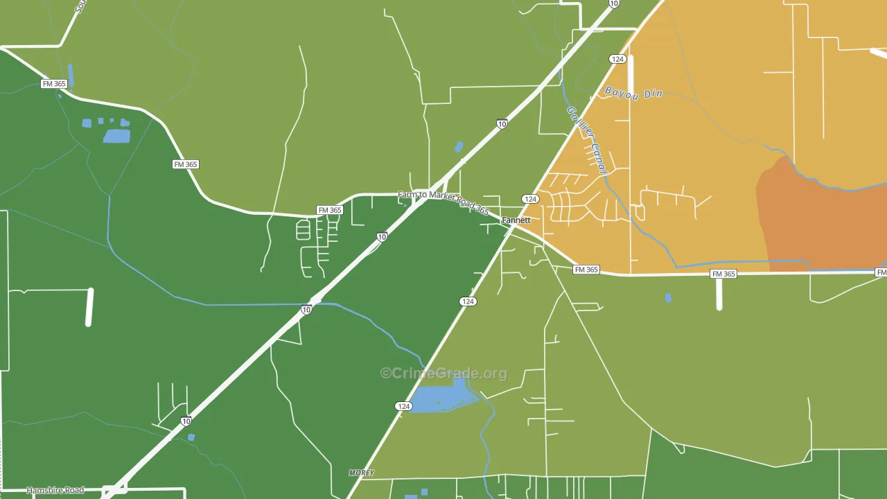 Fannett, TX Map of Vandalism Rates
