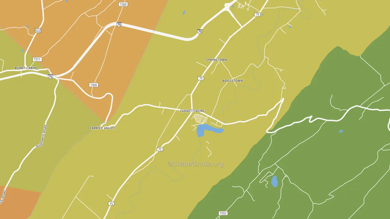 Fannettsburg, PA Map of Vandalism Rates