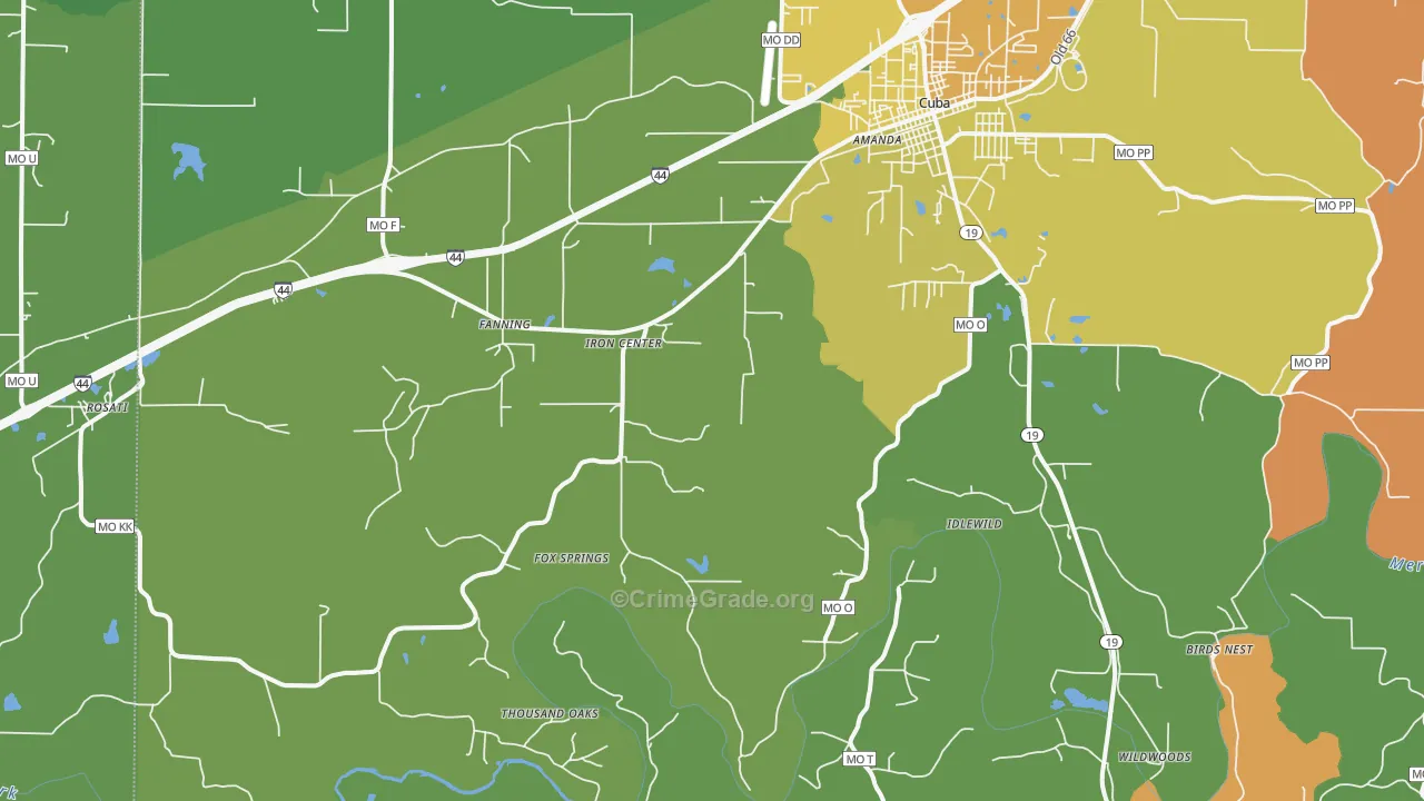 Fanning, MO Map of Vandalism Rates