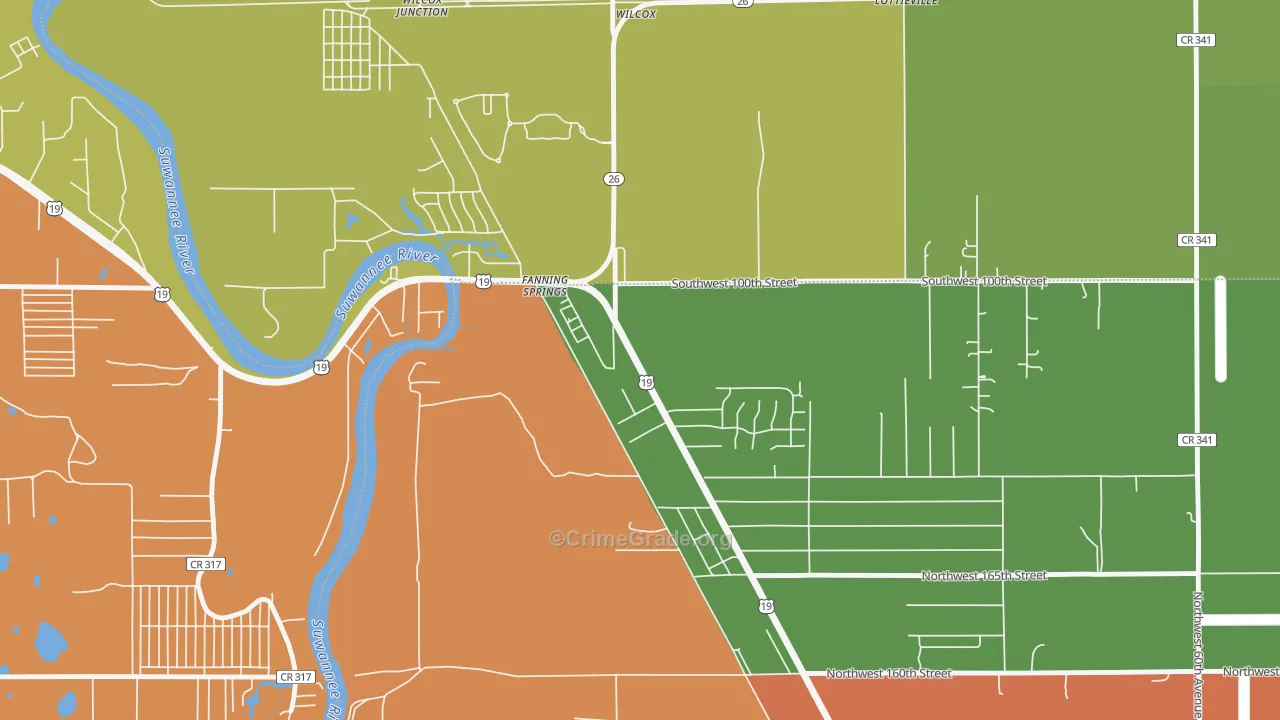 Fanning Springs, FL Map of Vandalism Rates