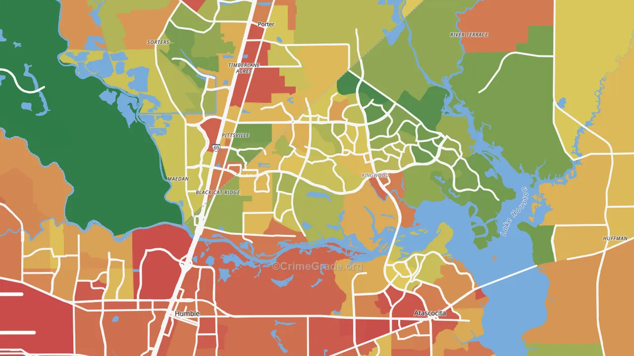 Far Northeast, Humble, TX Map of Vandalism Rates