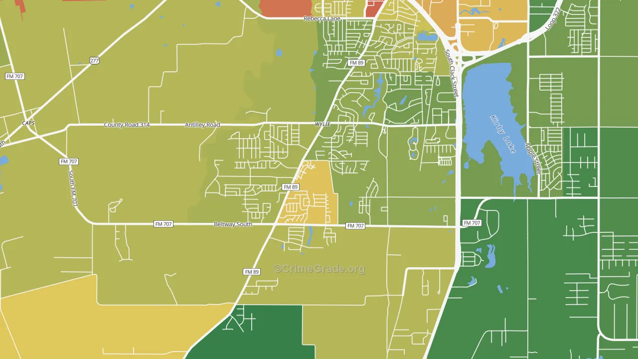 Far Southside, Abilene, TX Map of Vandalism Rates