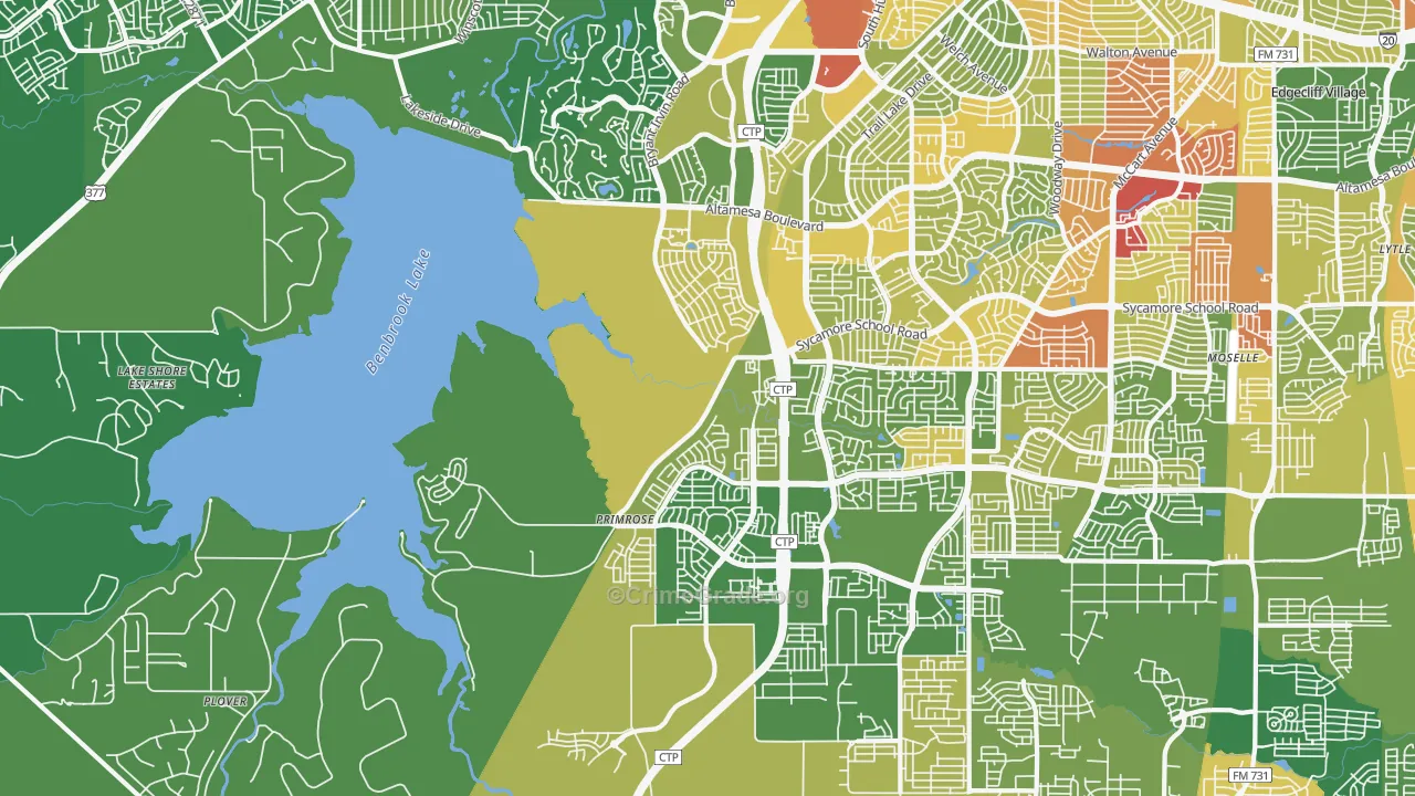 Far Southwest, Fort Worth, TX Map of Vandalism Rates