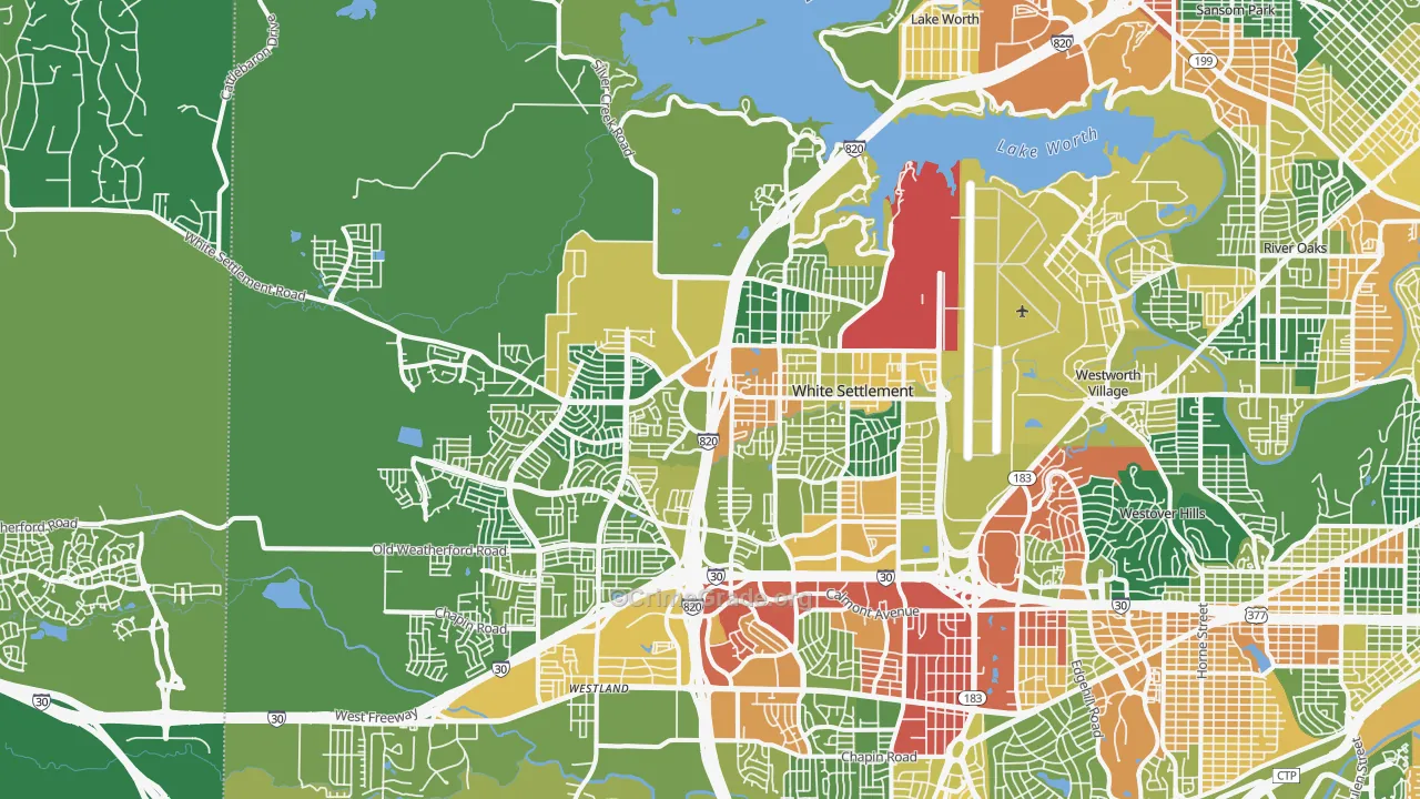 Far West, Fort Worth, TX Map of Vandalism Rates