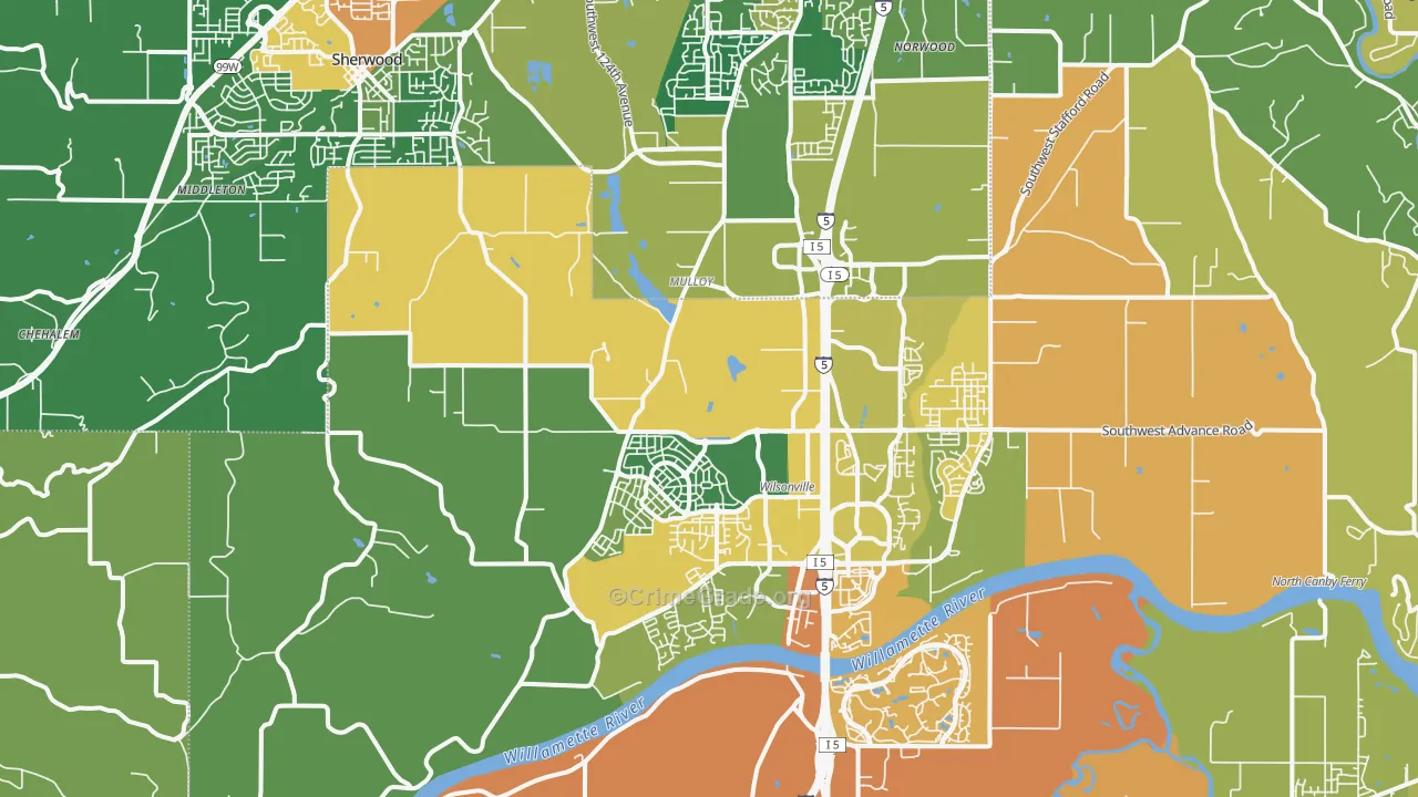 Far West, Wilsonville, OR Map of Vandalism Rates