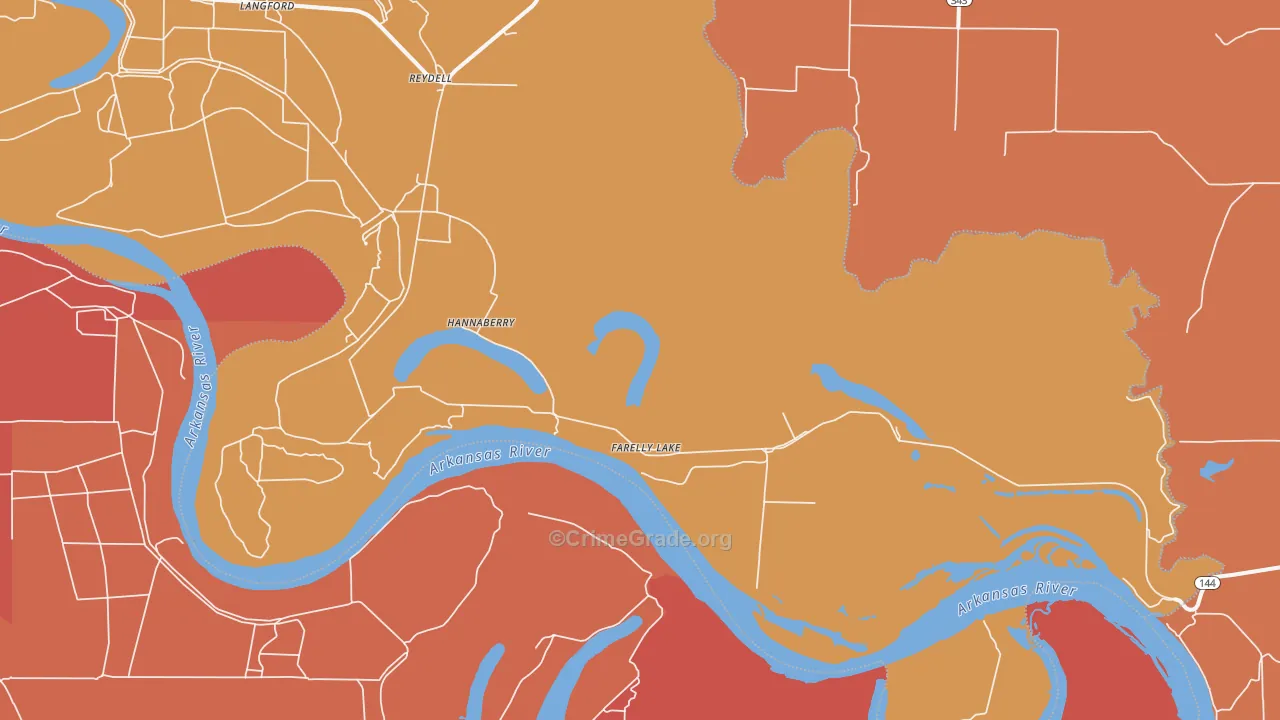 Farelly Lake, AR Map of Vandalism Rates