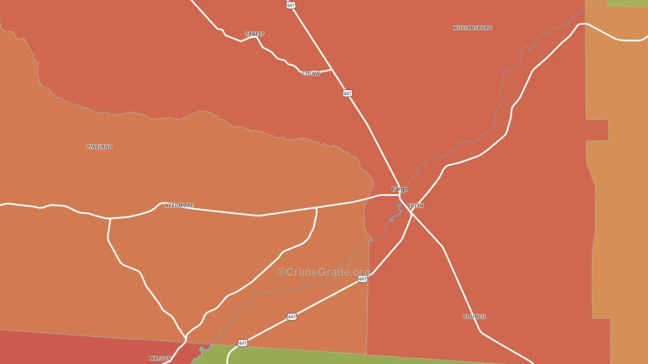 Fargo, GA Map of Vandalism Rates