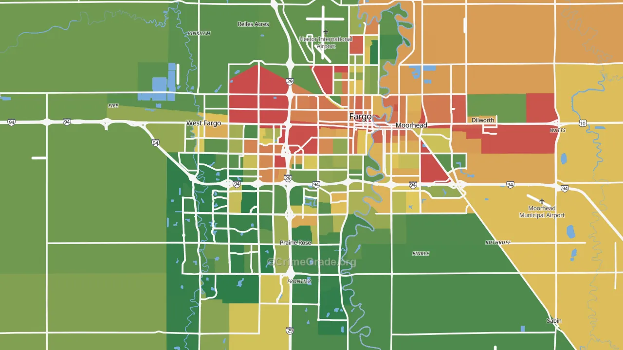 Fargo, ND Map of Vandalism Rates