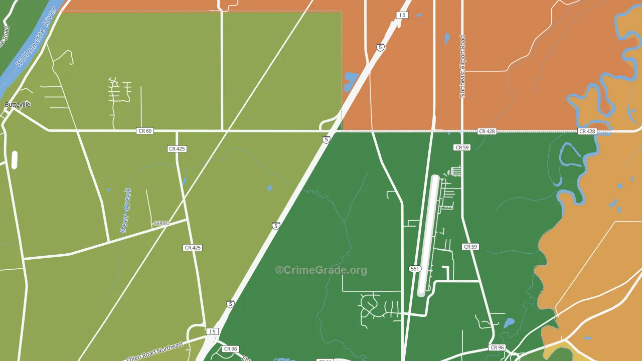 Fargo, OR Map of Vandalism Rates