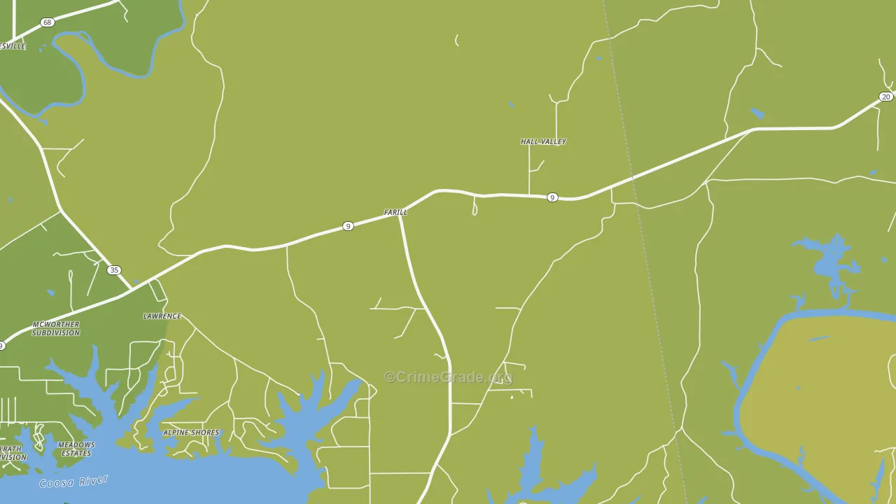 Farill, AL Map of Vandalism Rates