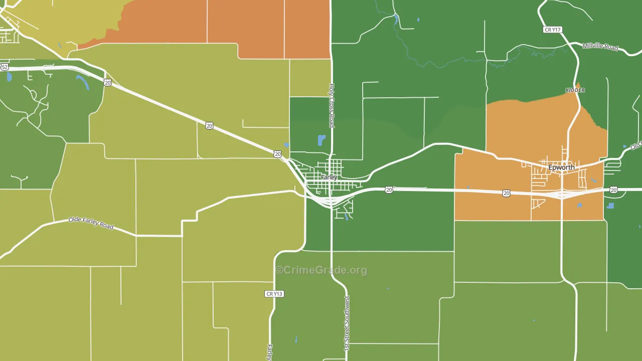 Farley, IA Map of Vandalism Rates