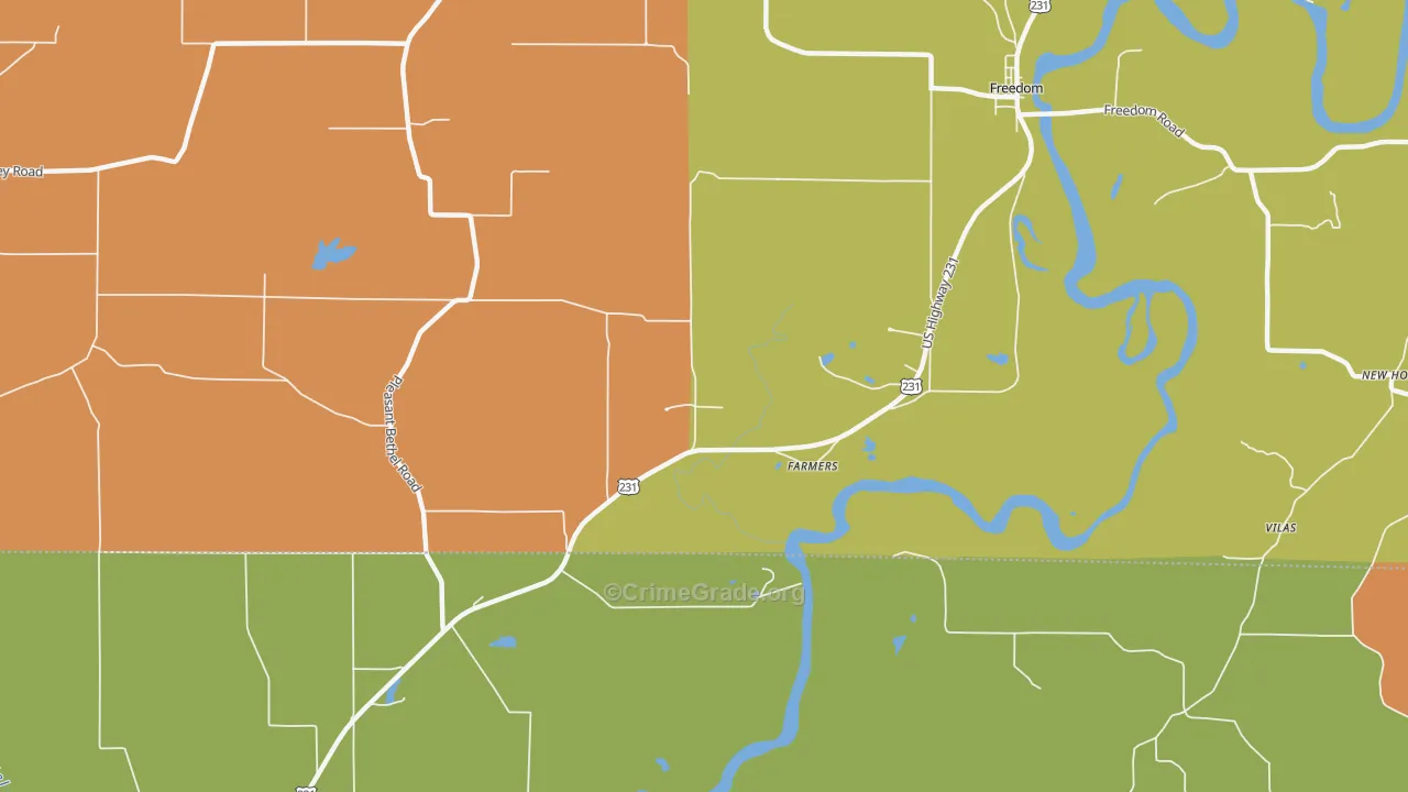Farmers, IN Map of Vandalism Rates