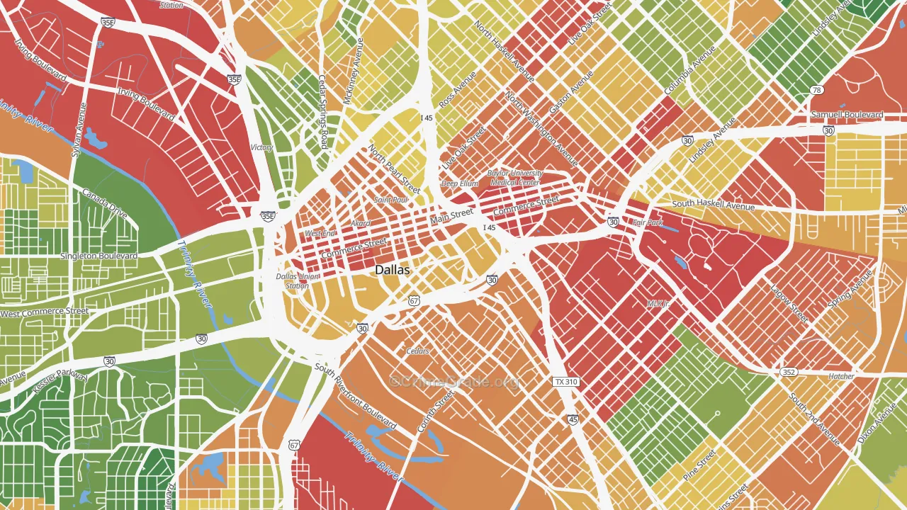 Farmers Market District, Dallas, TX Map of Vandalism Rates