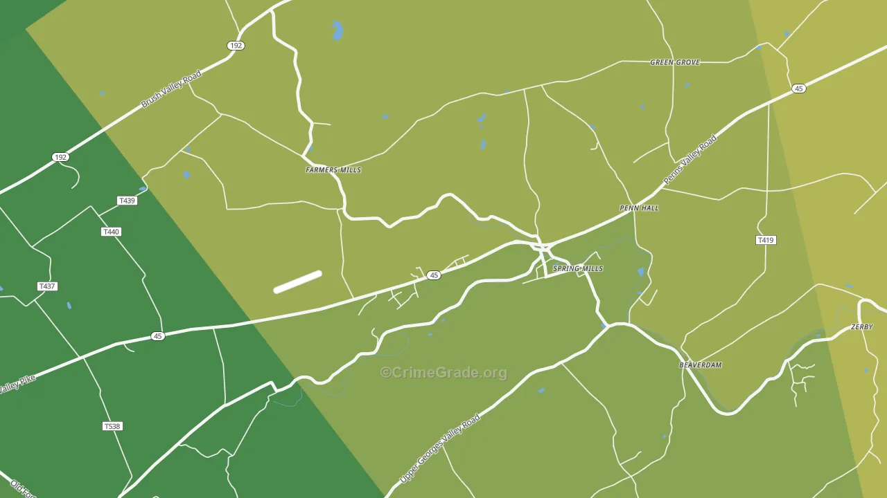Farmers Mills, PA Map of Vandalism Rates