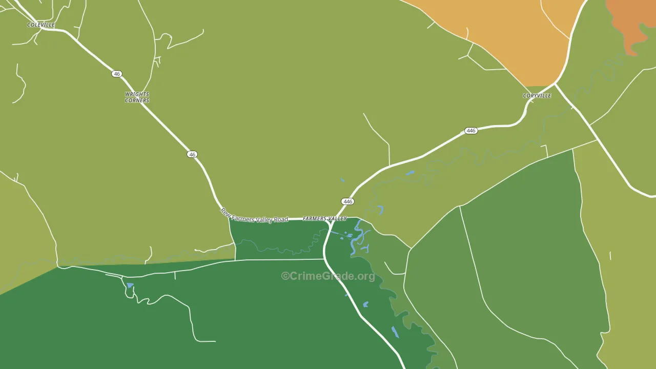Farmers Valley, PA Map of Vandalism Rates