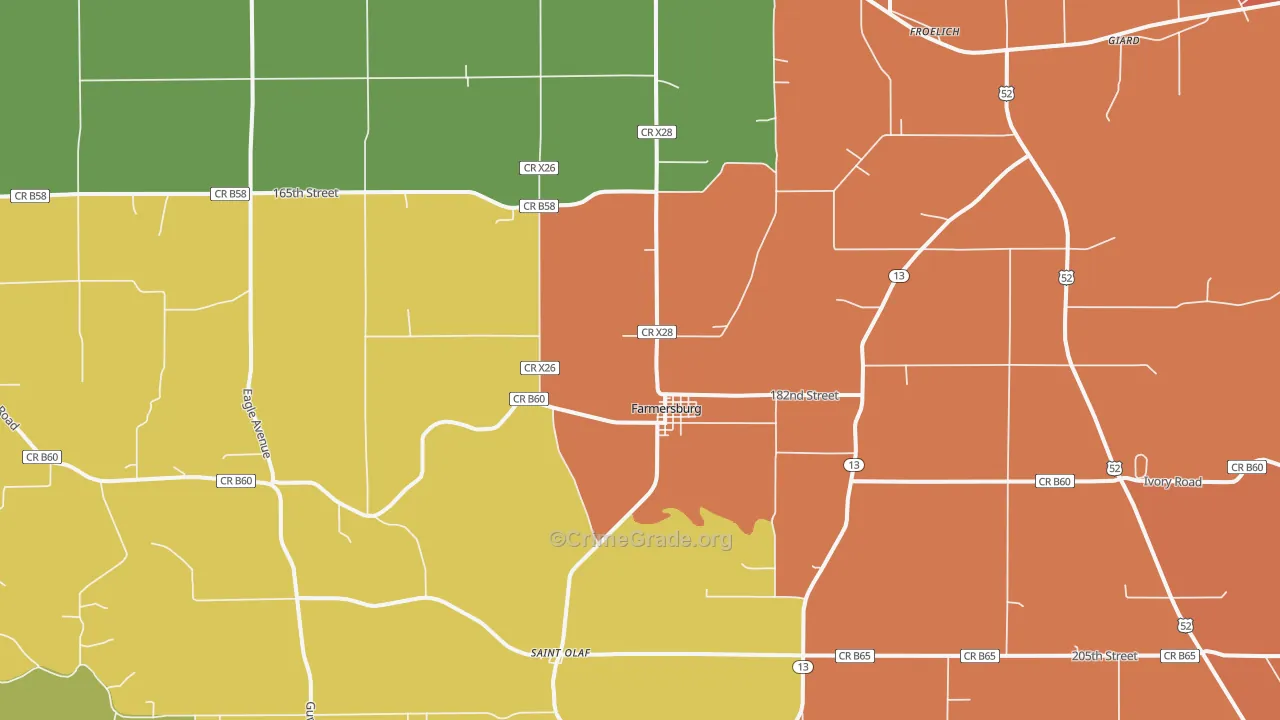 Farmersburg, IA Map of Vandalism Rates