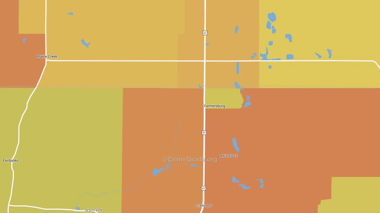 Farmersburg, IN Map of Vandalism Rates