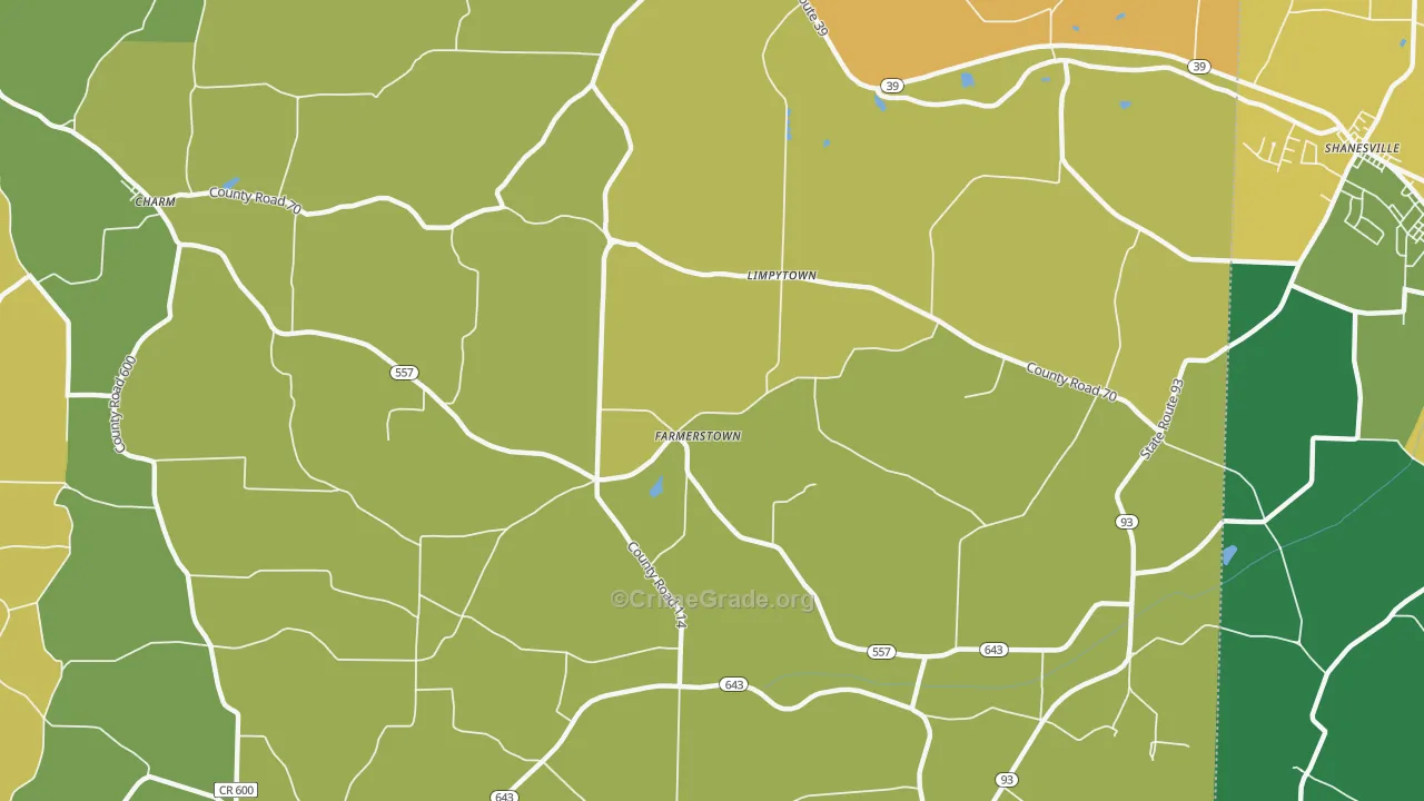 Farmerstown, OH Map of Vandalism Rates