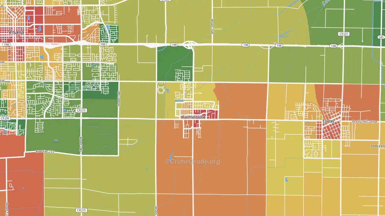 Farmersville, CA Map of Vandalism Rates