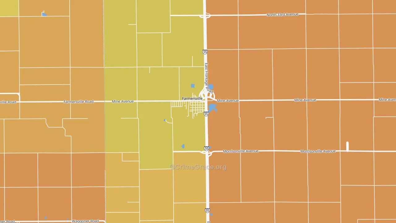 Farmersville, IL Map of Vandalism Rates