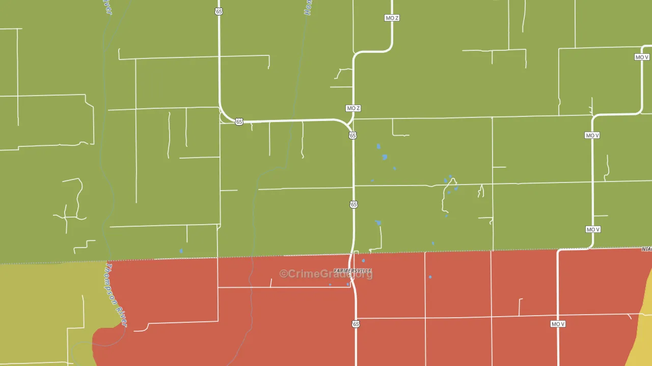 Farmersville, MO Map of Vandalism Rates