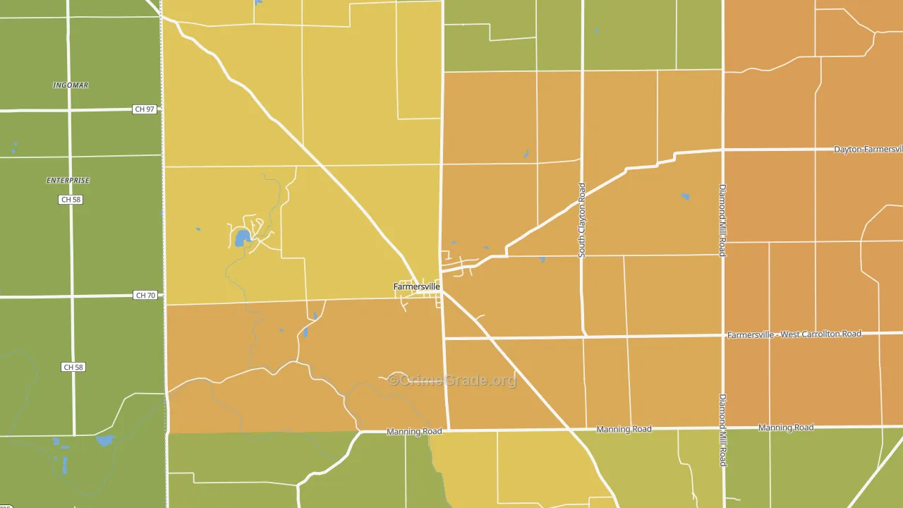 Farmersville, OH Map of Vandalism Rates