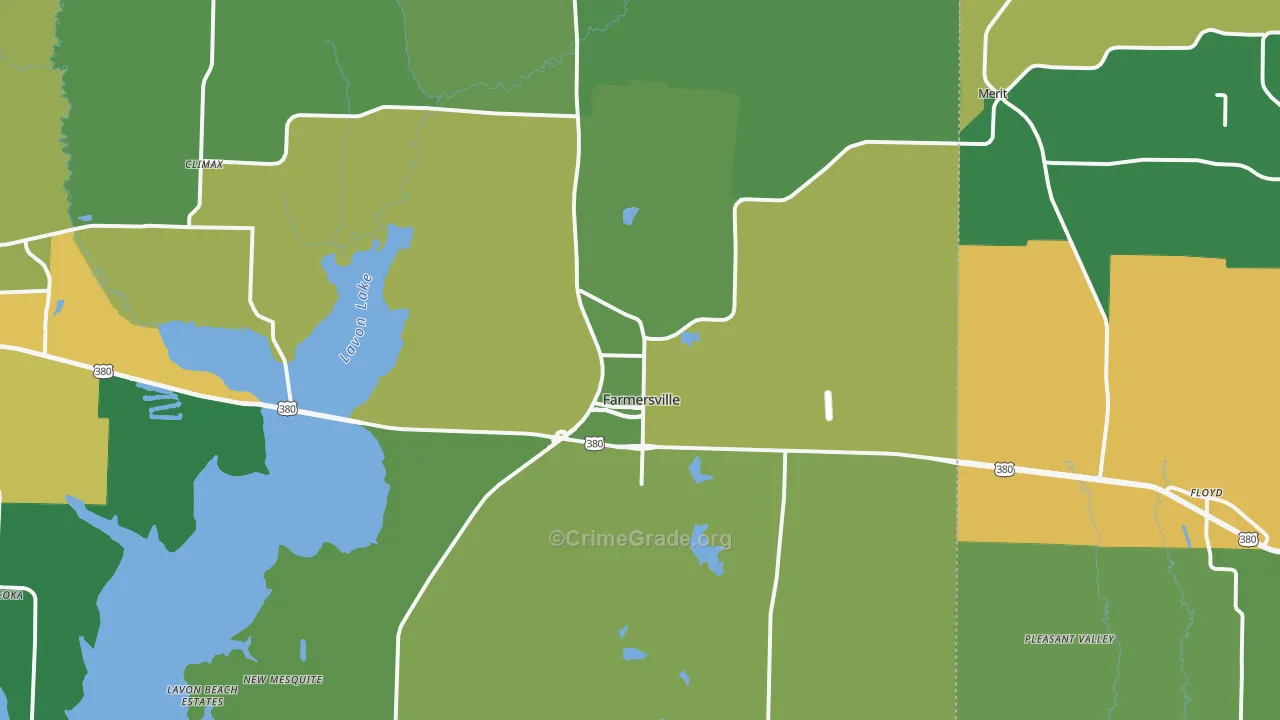 Farmersville, TX Map of Vandalism Rates
