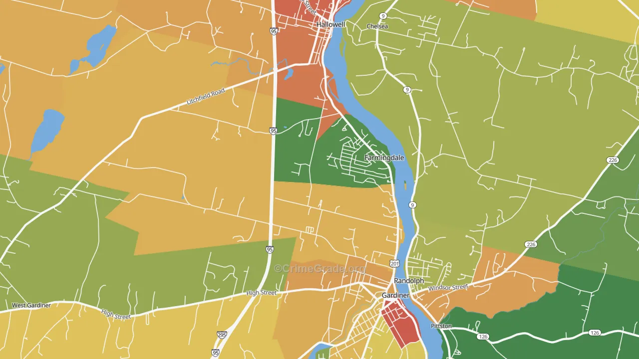 Farmingdale, ME Map of Vandalism Rates