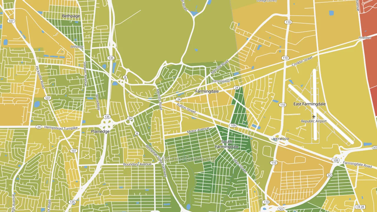 Farmingdale, NY Map of Vandalism Rates