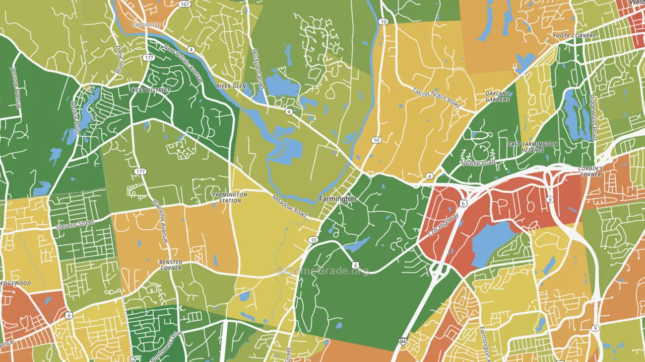 Farmington, CT Map of Vandalism Rates
