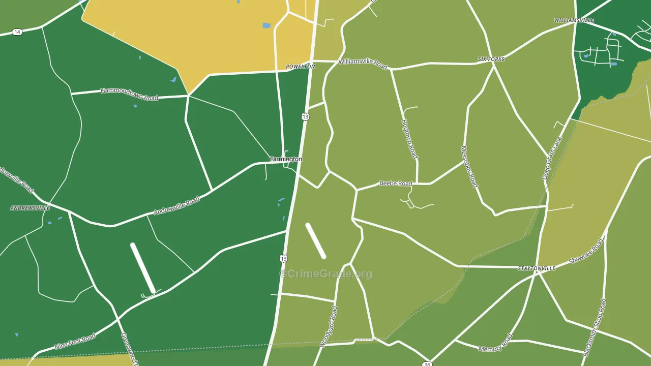 Farmington, DE Map of Vandalism Rates