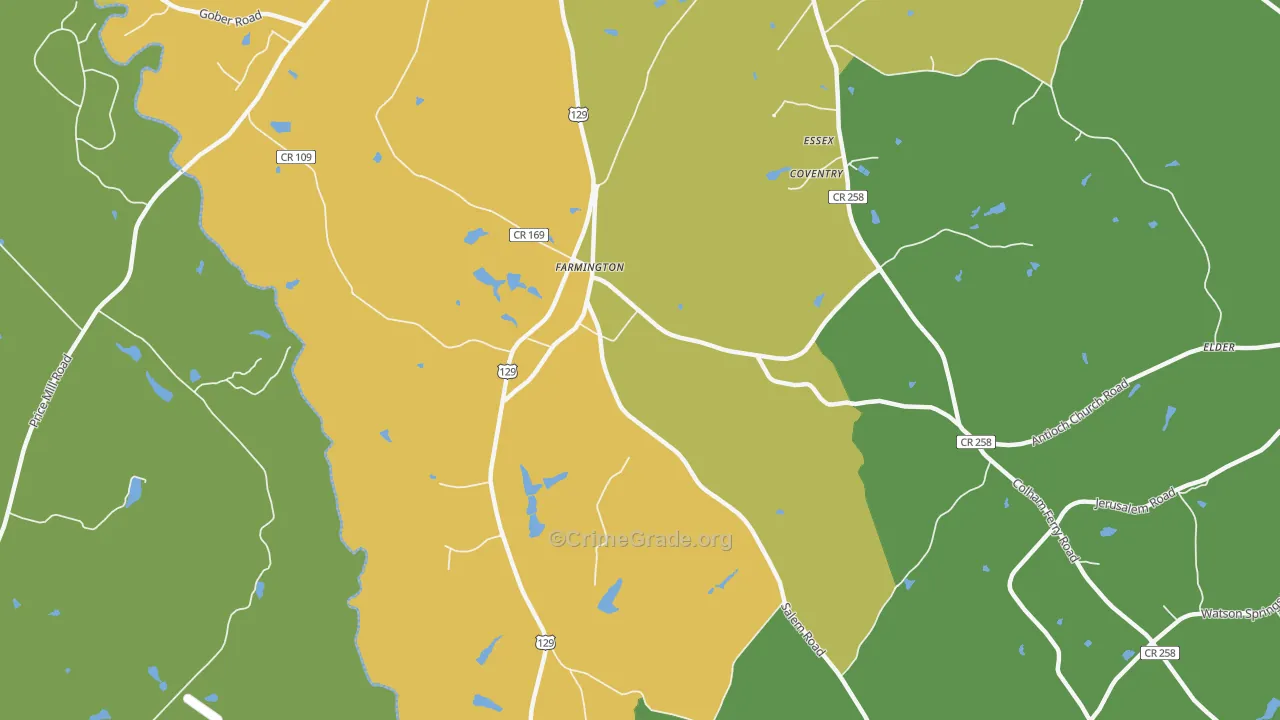 Farmington, GA Map of Vandalism Rates